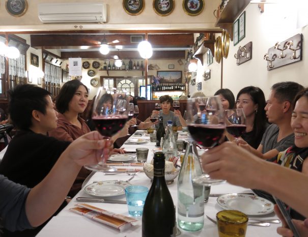 Dinner in osteria: typical Italian family run restaurant