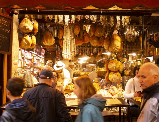 A traditional shop with Salami